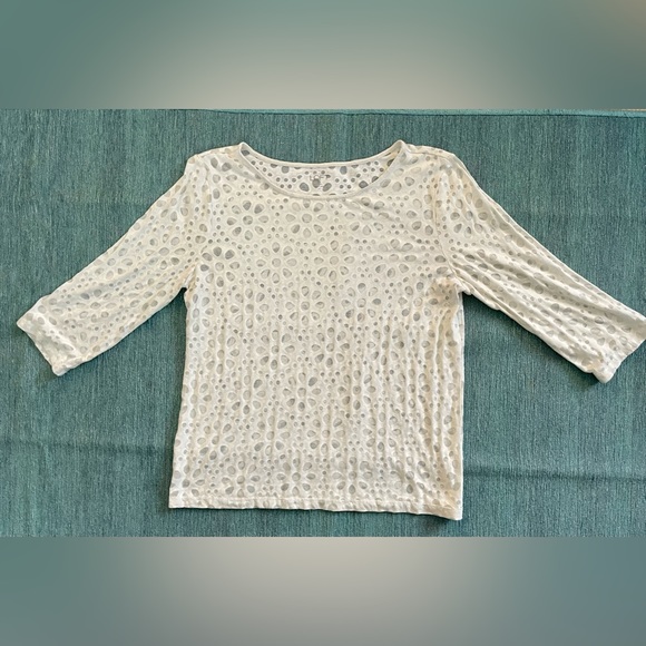 Ann Taylor LOFT Sheer Floral Women’s Large Petites 3/4 Length Sleeve Shirt. - Picture 5 of 5